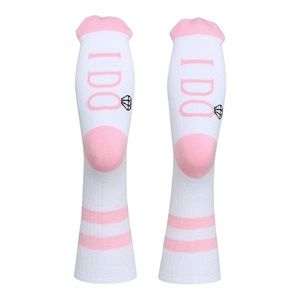 Sock Talk Women's 'I Do' Pink Crew Socks, Shoe Size 4-10 NEW
